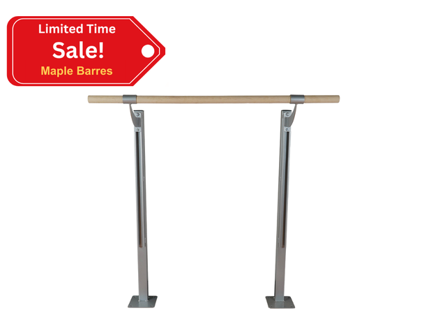 JULIET - Single Bar ADJUSTABLE Floor Mount Ballet Barre System (wood) For Ballet/Dance Only