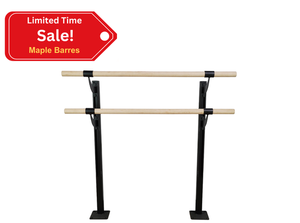 Juliet -  Double Bar ADJUSTABLE Floor Mount Ballet Barre System (wood) For Ballet/Dance Only