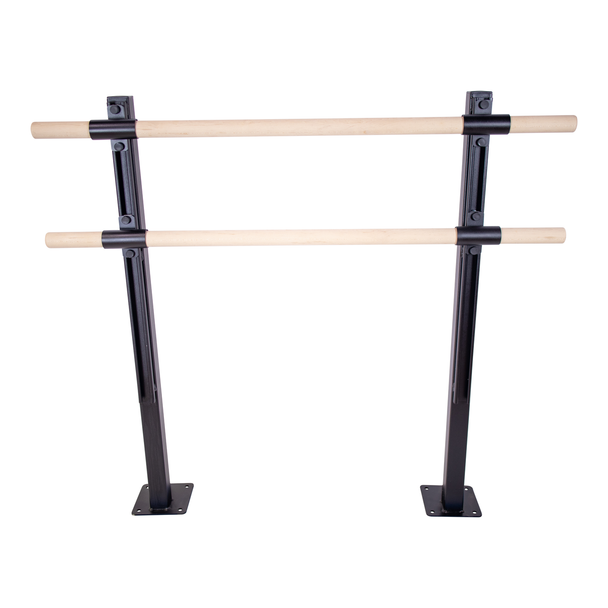 MAXIM - Double Bar ADJUSTABLE Floor Mount Fitness Barre System (wood) For Barre Fitness