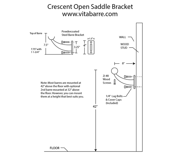 Crescent - Open Saddle Wall Mount Brackets