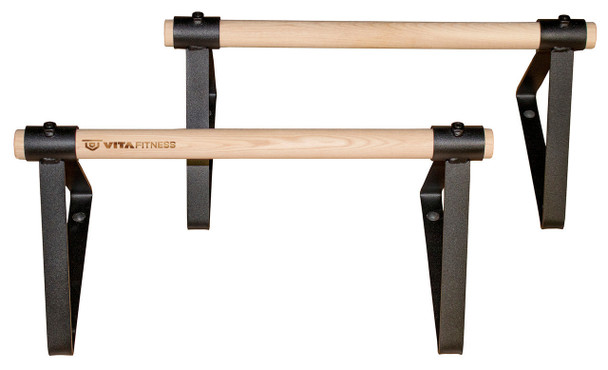 Large Parallettes set with ash wood handles.