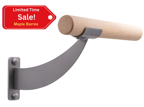 Crescent - Open Saddle Wood Single Bar Wall Mount Ballet Barre System (Fixed Height)