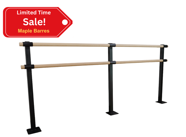 GISELLE - Double Bar Floor Mount Ballet Barre System (wood) For Ballet/Dance Only