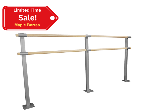 GISELLE - Double Bar Floor Mount Ballet Barre System (wood) For Ballet/Dance Only