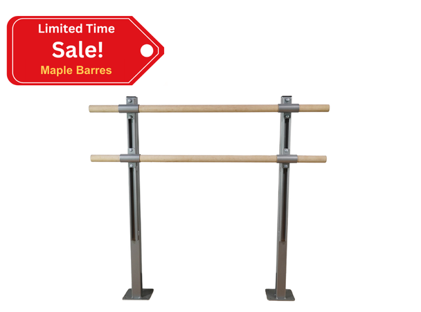 MAXIM - Double Bar ADJUSTABLE Floor Mount Fitness Barre System (wood) For Barre Fitness