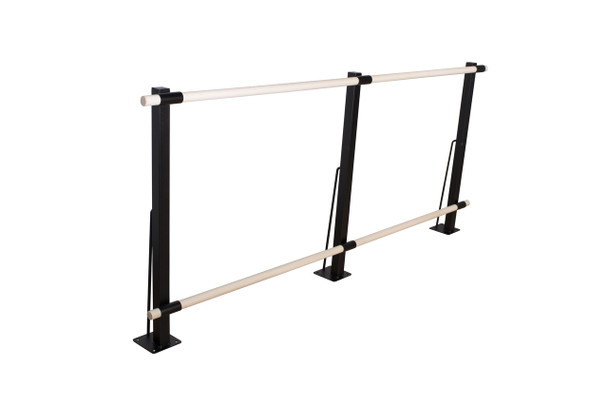 CHALLENGER - Double Bar Floor Mount Fitness Barre System (wood) for Barre Fitness