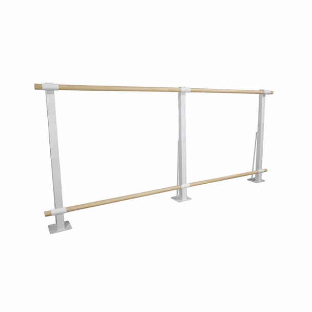CHALLENGER - Double Bar Floor Mount Fitness Barre System (wood) for Barre Fitness