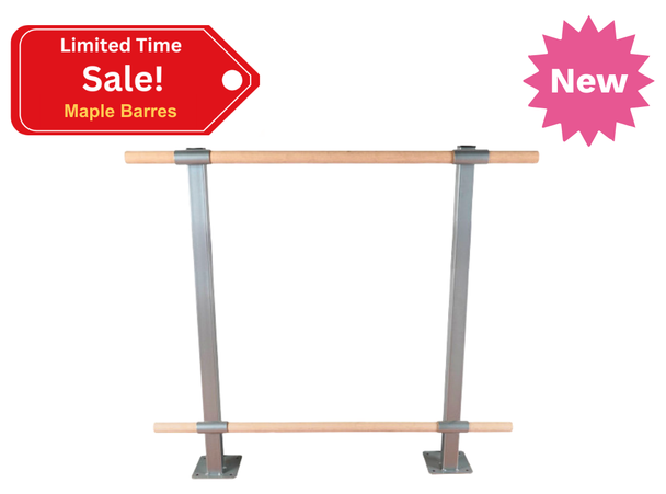 CHALLENGER - Double Bar Floor Mount Fitness Barre System (wood) for Barre Fitness