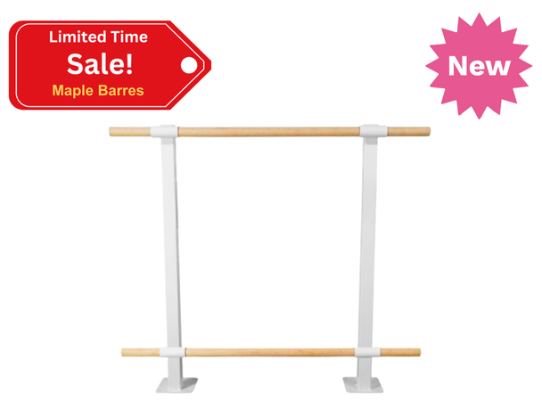 CHALLENGER - Double Bar Floor Mount Fitness Barre System (wood) for Barre Fitness