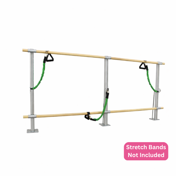 CHALLENGER X - Double Bar Floor Mount Fitness Barre System (wood) for Barre Fitness