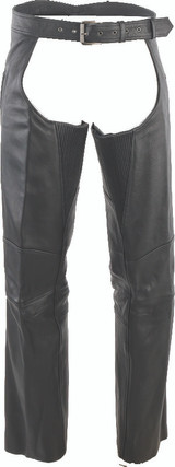 Kuryakyn River Road Longhaul Leather Chaps Black – Medium Weight Motorcycle Riding Gear