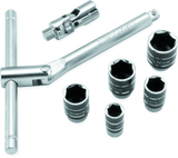 BikeMaster 1/4 inch Drive Compact Sliding and Folding T-Handle Set with 6-Point Sockets