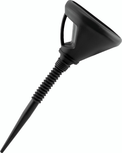 BikeMaster Flexible-Spout Funnel - Black with Built-In Debris Screen for Powersports Applications