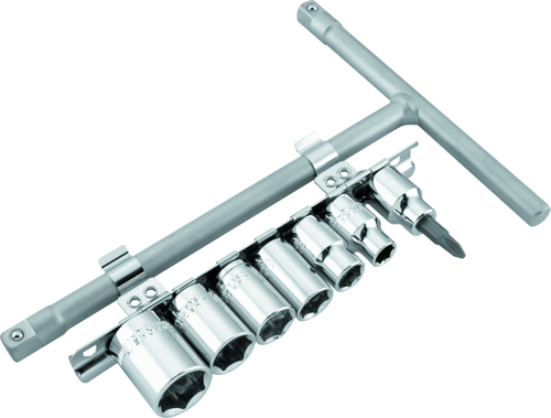 BikeMaster 3/8 inch Drive T-Handle Socket Set with Phillips Screwdriver - Versatile Power Tool Kit