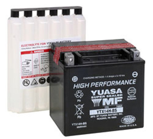YUASA YTX14H-BS High-Performance Motorcycle Battery with Maintenance-Free Design