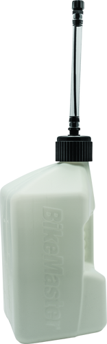 BikeMaster 5 Gallon White Utility Jug with Auto Shut-Off Hose and Black Cap