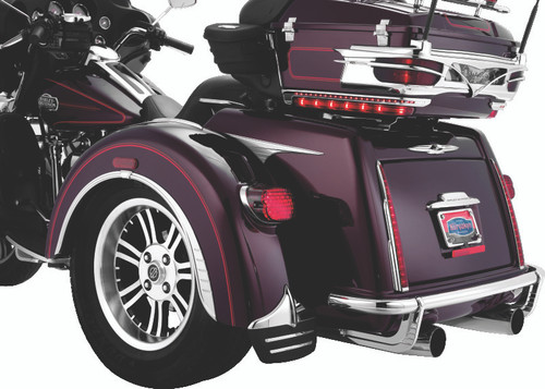 Kuryakyn Rear Mud Flaps for Trikes with Chrome Trim - Fits Harley Davidson Tri Glide Ultra Classic and Street Glide Models