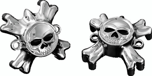 Kuryakyn Replacement Zombie Grip Emblems with Throttle Boss - Chrome Finish