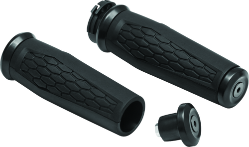 Kuryakyn Hex Grips Dual Cable Black – Ergonomic Powersports Handlebar Grips with Ultra Soft Cushioning