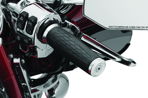 Kuryakyn Hex Grips Throttle-By-Wire Chrome – Ergonomic Powersports Hand Grips with Cushioned Comfort and Replaceable End Caps