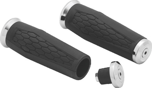 Kuryakyn Hex Grips 7/8 inch Universal Chrome – Ergonomic Powersports Handlebar Grips with Cushioning and Style