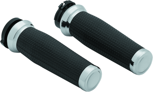 Kuryakyn Thresher Grips Dual Cable Chrome - Ergonomic Shark Tooth-Style Motorcycle Handlebar Grips
