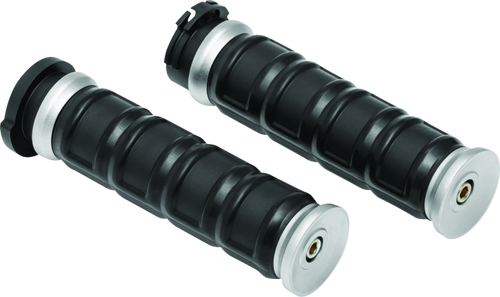 Kuryakyn Dillinger Grips Dual Cable Silver for Powersports — Narrow Profile with Vibration Dampening