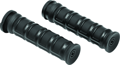Kuryakyn Dillinger Grips Throttle-By-Wire Black – Durable Rubber with Aluminum Collars for Harley-Davidson