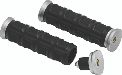 Kuryakyn® Dillinger Grips combine a narrow profile with ribbed EPDM rubber for aggressive grip, commanding control and a soft, vibration dampening foundation to combat hand and forearm fatigue.
<ul>
  <li>Removable aluminum end caps allow use/inst...
