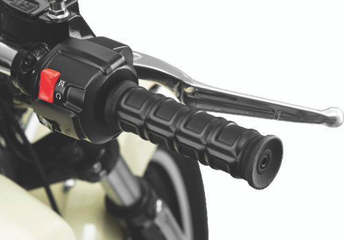Kuryakyn Dillinger 7/8-inch Universal Black Motorcycle Grips with Ribbed EPDM Rubber and Removable Aluminum End Caps