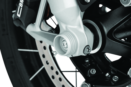 Kuryakyn Lodestar Front Axle Sliders for BMW R1200GS and RT – Silver