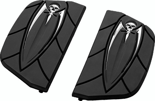 Kuryakyn Zombie Passenger Board Covers with Traditional D-Shaped Passenger Kit - Black (Part Number 4572)