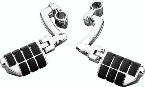 Kuryakyn Longhorn Offset Dually ISO Pegs with 1-1/4 inch Clamp Chrome - Comfortable Highway Footrests for Powersports