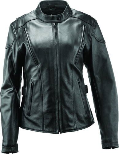 Kuryakyn River Road Race Leather Jacket for Women - Black, Size Large