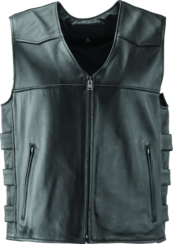 Kuryakyn River Road Plains Leather Vest for Powersports - Large, Black
