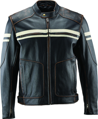 Kuryakyn River Road Hoodlum Vintage Leather Jacket – Black, XL