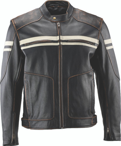 Kuryakyn River Road Hoodlum Vintage Leather Jacket – Black, XL
