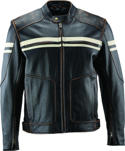 Kuryakyn Leather River Road Hoodlum Vintage Leather Jacket for Powersports, Small