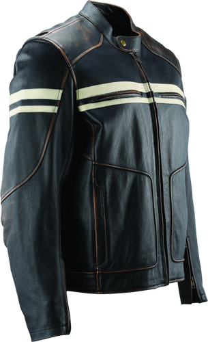 Kuryakyn Leather River Road Hoodlum Vintage Leather Jacket for Powersports, Small