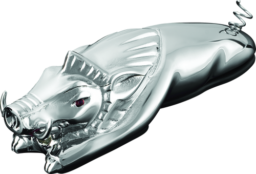 Kuryakyn Wild Boar Fender Ornament Chrome - Custom Motorcycle Front Fender Decoration