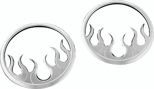 Kuryakyn Flame Speaker Grills for 2014-2016 Harley-Davidson Touring Models Chrome Part #7374