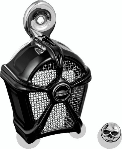 Kuryakyn Mach 2 Horn Cover Black with Chrome Mesh for Harley-Davidson Models with Cowbell Horn