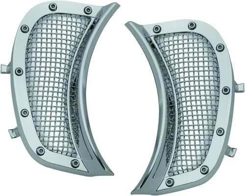 Kuryakyn Mesh Headlight Vent Accents Chrome for Harley-Davidson Road Glide Models (Part #6518)
