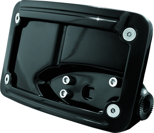 Kuryakyn Curved Horizontal Mount Side License Plate Holder Gloss Black – Custom Lighted Design for Motorcycle Applications Part #3125