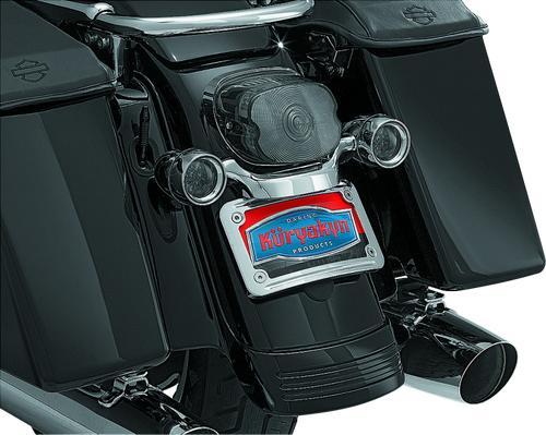 Kuryakyn Curved License Plate Mount for Harley-Davidson with Chrome Finish (Part #3163)
