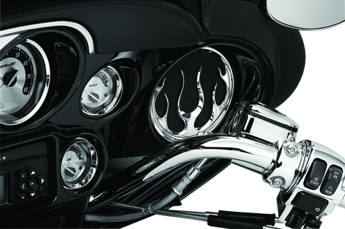 Kuryakyn Flame Speaker Grills Chrome for Harley Davidson Touring Models Part #3788