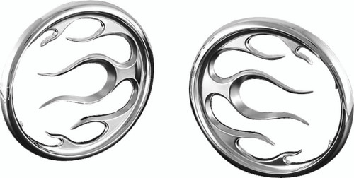 Kuryakyn Flame Speaker Grills Chrome for Harley Davidson Touring Models Part #3788