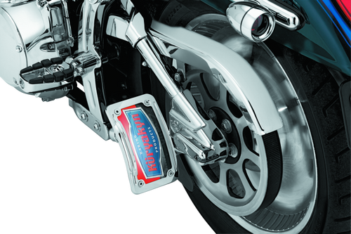 Kuryakyn Lighted Curved Vertical Side Mount License Plate Holder - Custom Design with LED Lighting