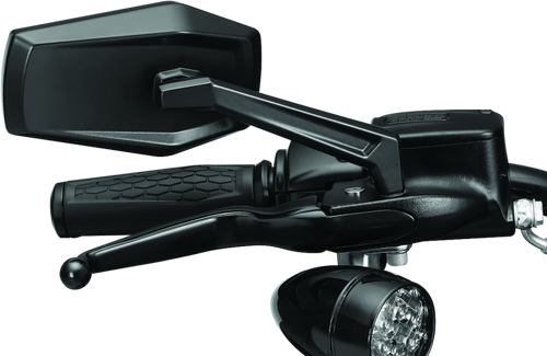 Kuryakyn Hex Mirrors Satin Black - Wide Angular PowerSports Side Mirrors with Beveled Edges and Adjustable Pivot for Enhanced Field of Vision