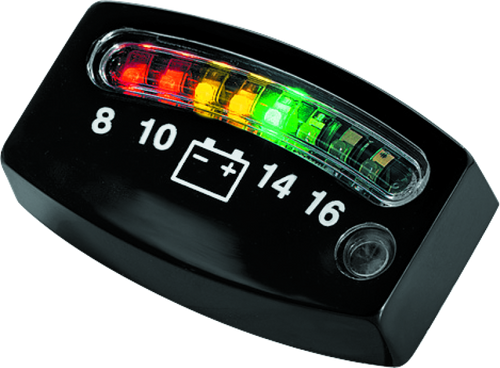 Kuryakyn LED Battery Gauge Universal Black - 3 Inch Voltage & Fuel Level Indicator for Powersports Vehicles